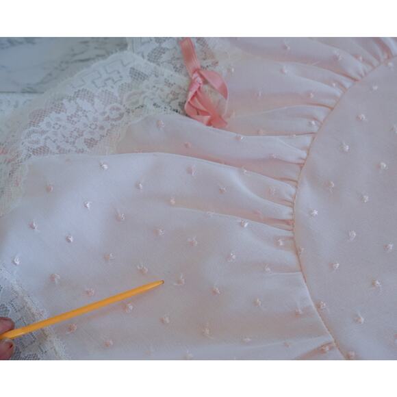 VTG Miss Siren Polka Dot Embroidery Slip Babydoll Dress 36 Fairy Coquette Nighty - Picture 15 of 16